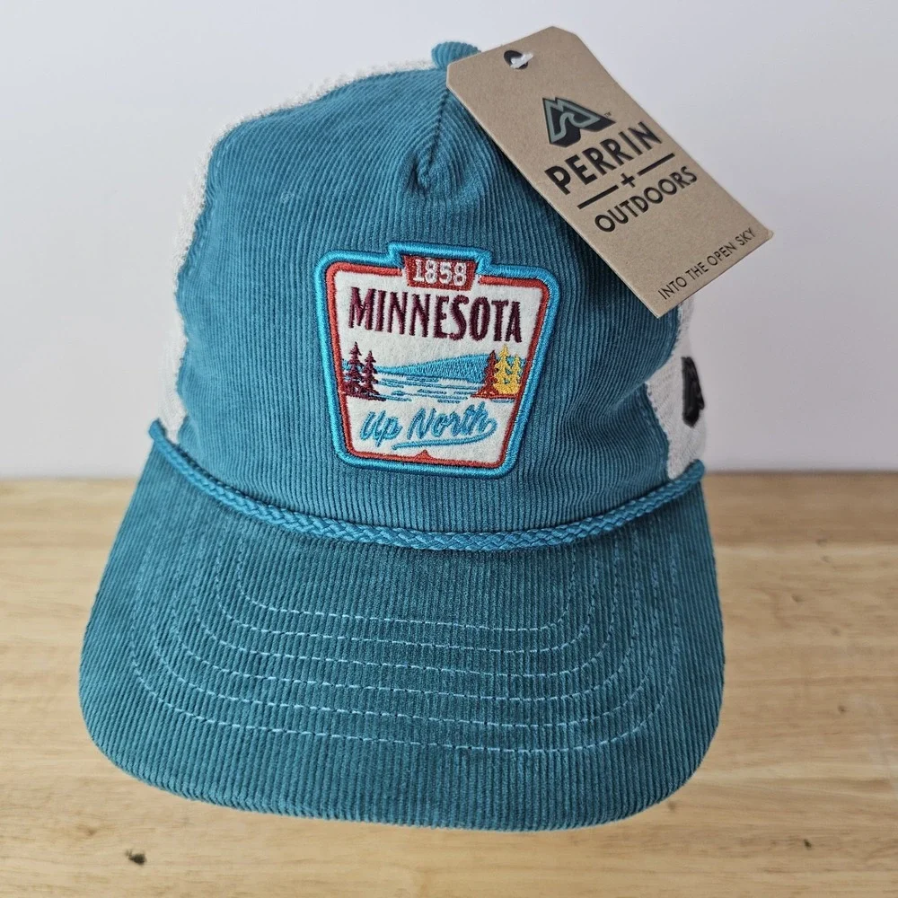 Minnesota 1858 Up‎ North Hat NWT Cap SnapBack Adjustable Mesh Corduroy Trucker